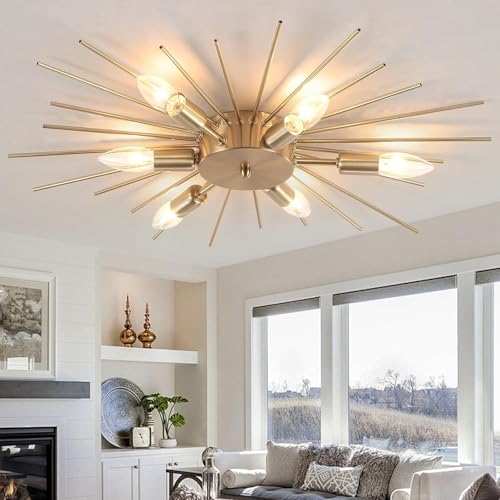 6 Light Sputnik Flush Mount Ceiling Chandelier Fixture