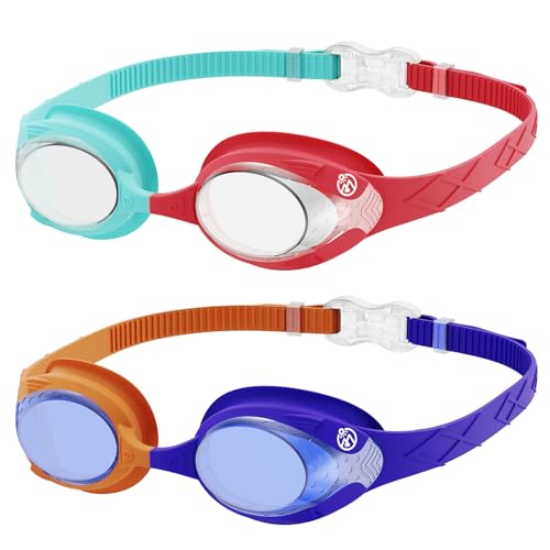 2 Pack Kids Swim Goggles Quick Adjustable Strap