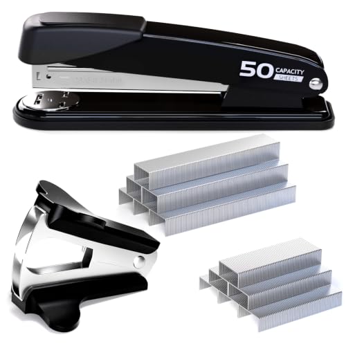 Heavy Duty 50 Sheet Stapler with Staples and Remover
