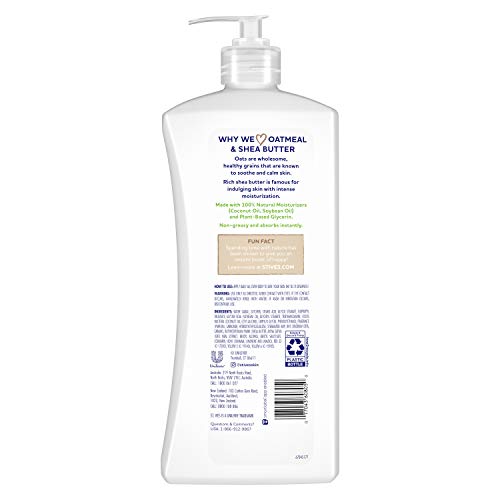 St. Ives Soothing Hand & Body Lotion for Women with Pump, Daily Moisturizer Oatmeal and Shea Butter for Dry Skin, Made with 100% Natural Moisturizers, 21 fl oz, 4 Pack