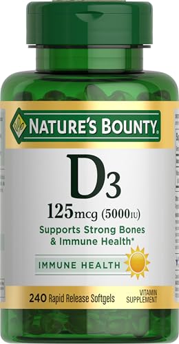 240 Count Nature's Bounty Vitamin D3 5000 IU Softgels