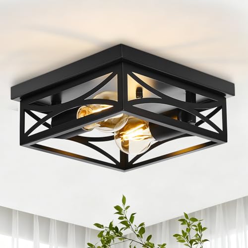 2-Light Farmhouse Flush Mount Ceiling Light Fixture