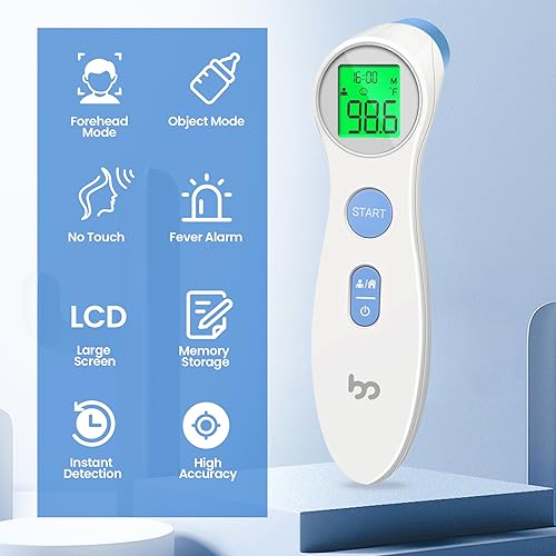 Thermometer for Adults, FSA Eligible, High Accuracy, No-Touch Digital Thermometer with Fever Alarm and Memory Function, Ideal for Babies, Kids, Home and Office Use
