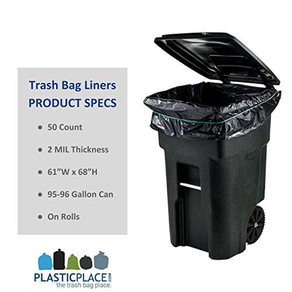 Plasticplace Heavy Duty Trash Bags, 95-96 Gallon