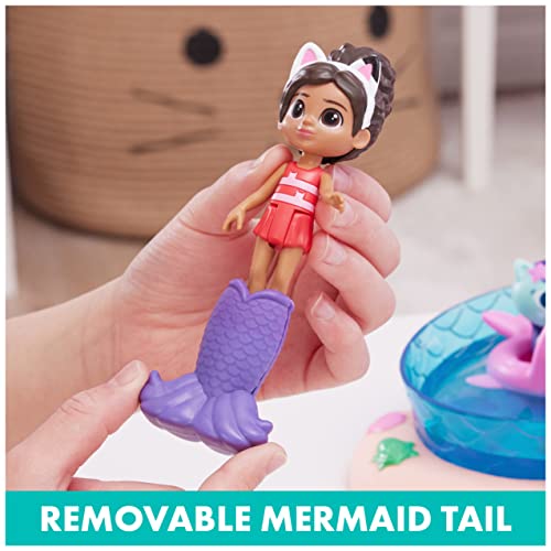 Gabby’s Dollhouse, Purr-ific Pool Playset with Gabby and MerCat Figures, Color-Changing Mermaid Tails and Pool Accessories Kids Toys for Ages 3 and Up