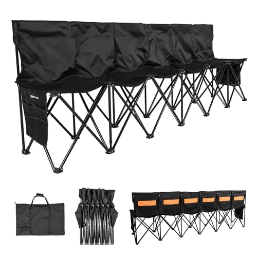 6 Seat Portable Folding Bench with Backrest