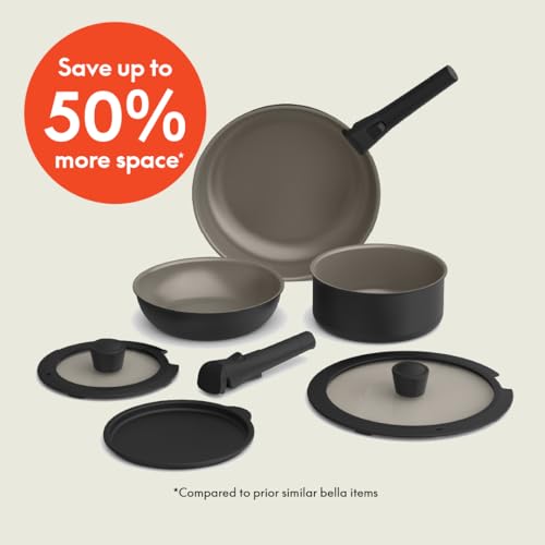 8-Piece BELLA Nonstick Cookware Set with Glass Lids