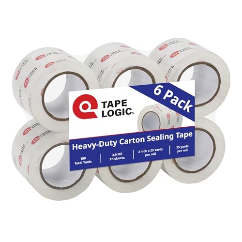 6 Pack Heavy Duty Packing Tape with Dispenser