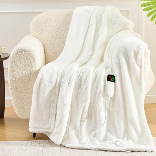 Heated Faux Fur Sherpa Electric Throw Blanket
