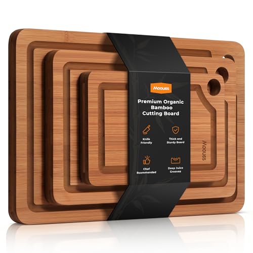 3 Piece Bamboo Cutting Board Set with Juice Grooves