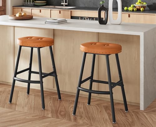 2 Pack Backless PU Padded Counter Height Bar Stools