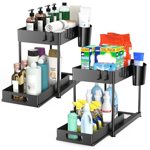 2 Pack Under Sink 2-Tier Pull-Out Organizers