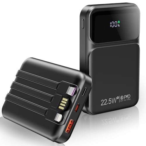 10000mAh Portable Charger with Built-in USB-C Cable