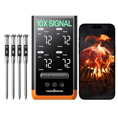Wireless Meat Thermometer with 4 Probes and WiFi