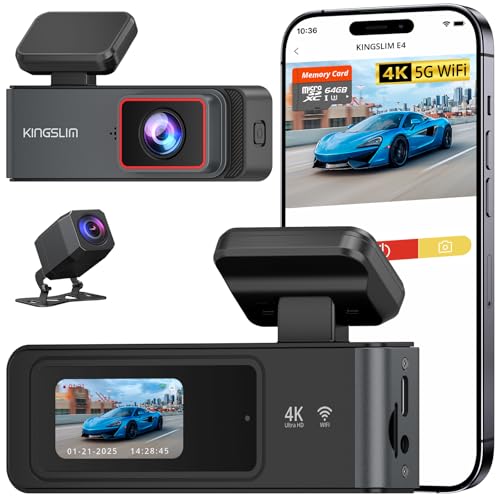4K Front and Rear WiFi Dash Cam with 64GB SD