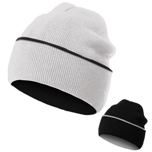 1 Pack Reversible Knit Beanie Warm Winter Hat