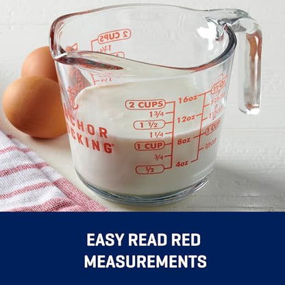 Anchor Hocking Glass Measuring Cups, 4 Piece Set (5 Ounce, 1 Cup, 2 Cup, 4 Cup liquid measuring cups)