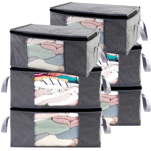 6 Pack Foldable Clothes Storage Bins with Lids