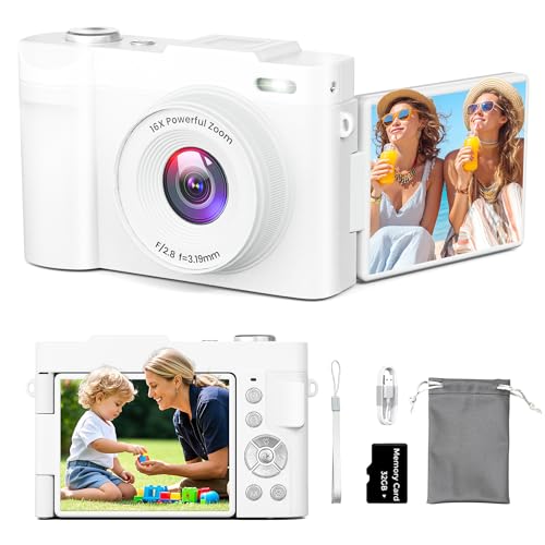 4K Digital Camera with Flip Screen, 50MP, 16X Zoom