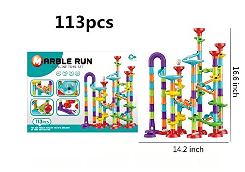 Fun Toys X 113 Pcs Marble Run Compact Set, Construction Building Blocks Toys, STEM Learning Toy, Educational Building Block Toy for 4 5 6 Year Old Boys Girls Kids(A-085