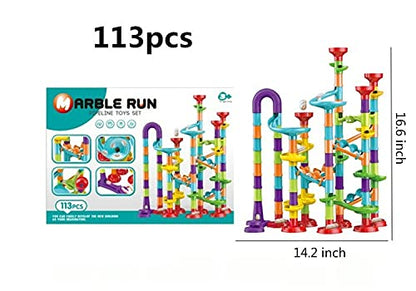 Fun Toys X 113 Pcs Marble Run Compact Set, Construction Building Blocks Toys, STEM Learning Toy, Educational Building Block Toy for 4 5 6 Year Old Boys Girls Kids(A-085