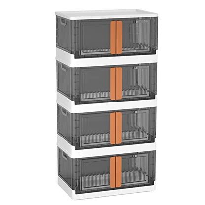 HAIXIN Plastic Storage Containers, Stackable Closet Organizers and Storage, Folding Bookshelf for Bedroom, 8.4 Gal Collapsible Laundry Organizer, 4 Pack