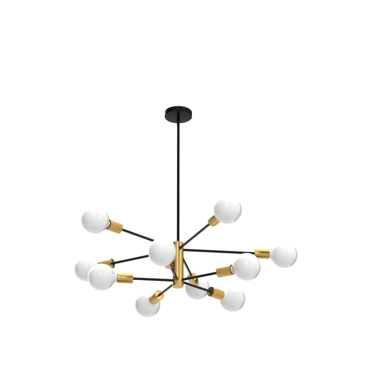 10-Light Modern Black and Gold Chandelier Pendant