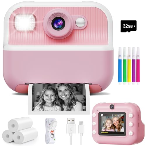 Instant Print Kids Camera with Dual Lens 1080P
