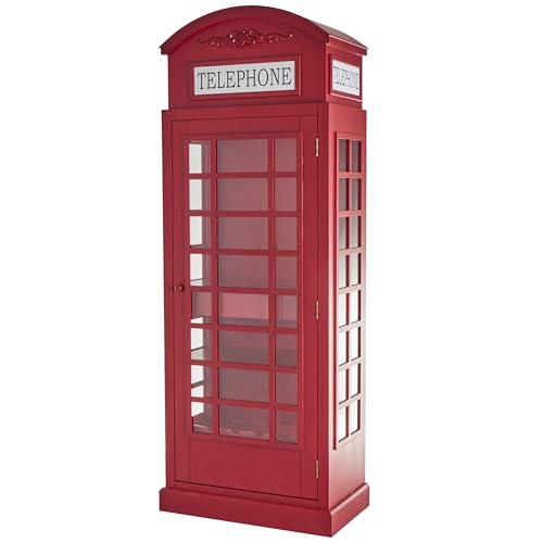 6 Bottle Wooden Wine Rack Vintage Telephone Booth Shelf