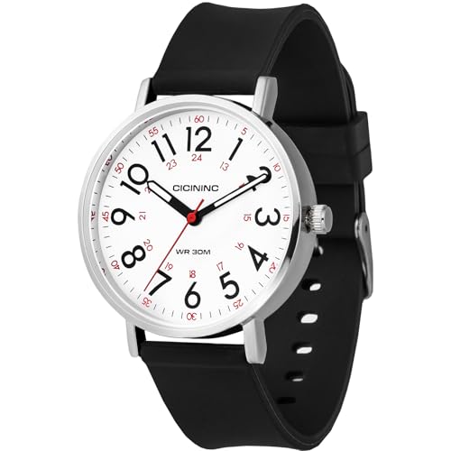 Nurse Analog Watch with Second Hand and Military Time