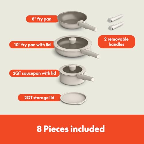 BELLA 8-Piece Nonstick Cookware Set with Glass Lids