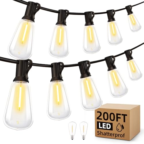 200Ft Outdoor String Lights Waterproof Patio Lighting