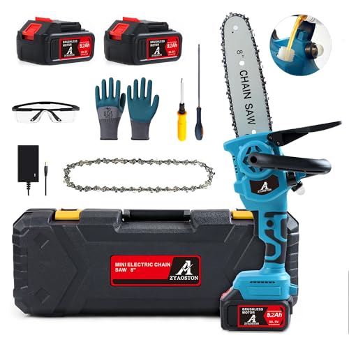 8-Inch Cordless Mini Chainsaw with 2 Batteries
