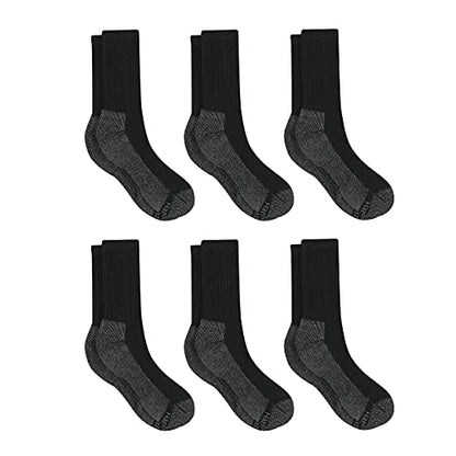 Hanes mens Crew Socks, 6-pair Pack Work Sock, Black, 6 12 US