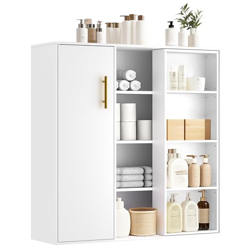 4-Tier Floor Cabinet with Adjustable Shelves and Door