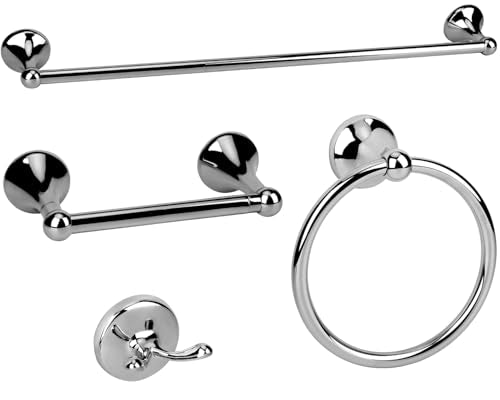 4 Piece Bathroom Hardware Accessories Set with Towel Bar