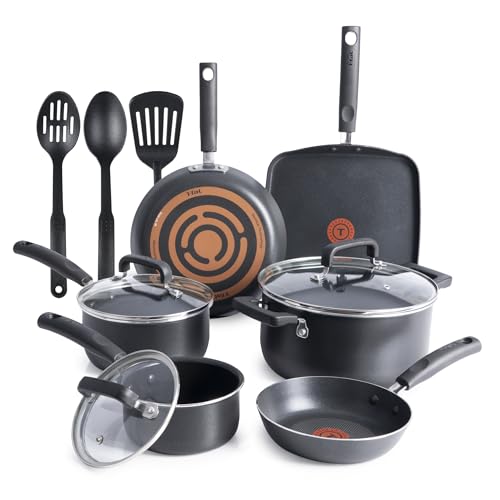 T-fal 12-Piece Nonstick Dishwasher Safe Cookware Set