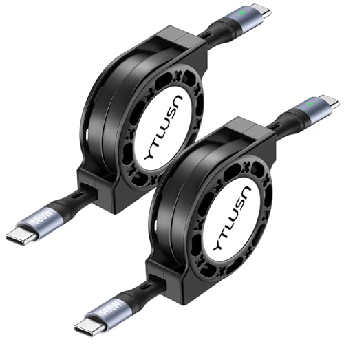 2 Pack Retractable USB C to USB C Cable 100W