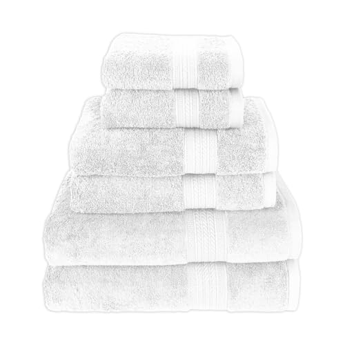 6 Piece Luxury Cotton Bath Towel Set, Soft Absorbent