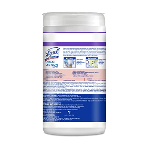 Lysol Dual Action Disinfectant Wipes, Multi-Surface Antibacterial Scrubbing Wipes, For Disinfecting and Cleaning, Citrus Scent, 75ct