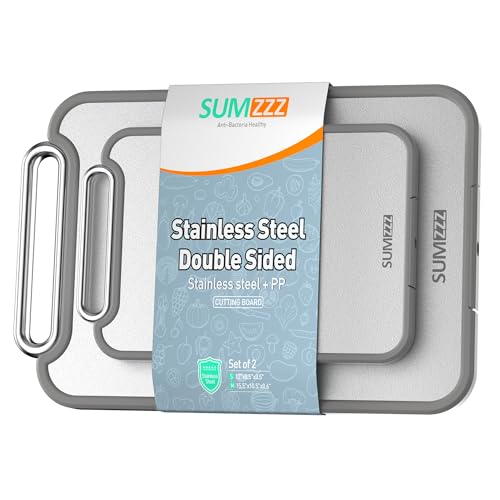 2 Pack Double-Sided Stainless Steel Cutting Boards