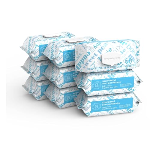 810 Count Amazon Elements Unscented Baby Wipes