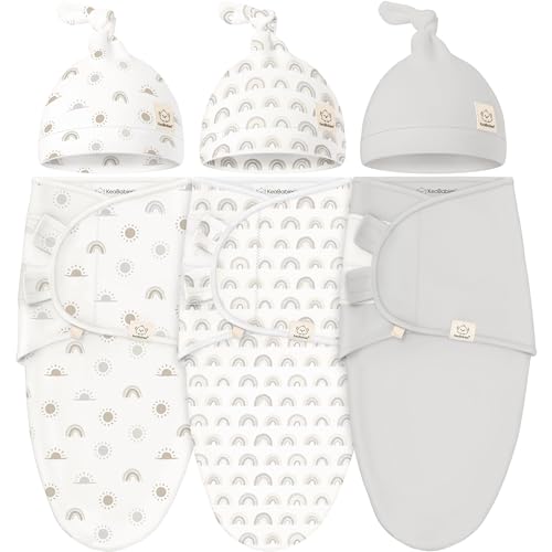 3 Pack Baby Swaddle Sleep Sacks with Hats
