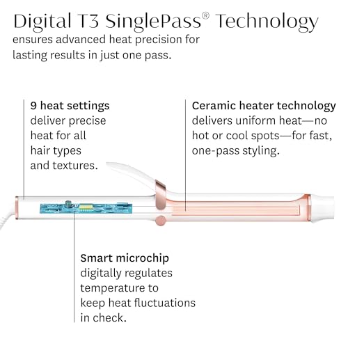 T3 SinglePass Curling Iron with 9 Heat Settings
