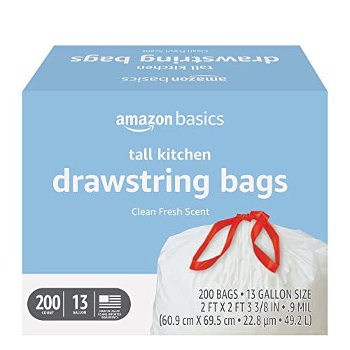 200 Count Amazon Basics 13 Gallon Scented Trash Bags