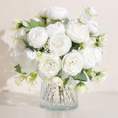 2 Pack Artificial Peony Bouquet Silk Fake Flowers