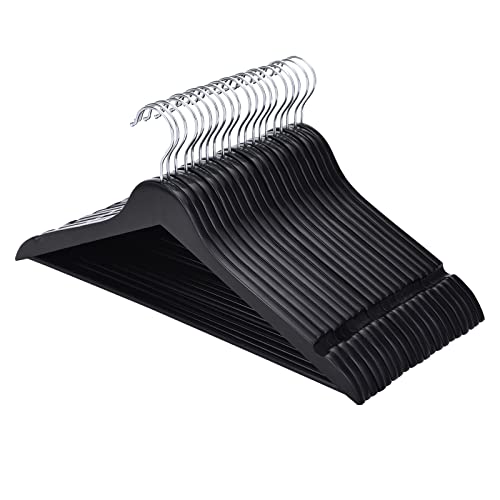 30 Pack Wooden Hangers with Swivel Hook and Notches