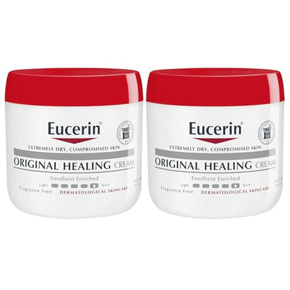 Eucerin Original Healing Cream, Unscented Body Cream for Extremely Dry, Sensitive and Compromised Skin, Emollient Enriched Body Moisturizer, 16 Oz Jar, Pack of 2