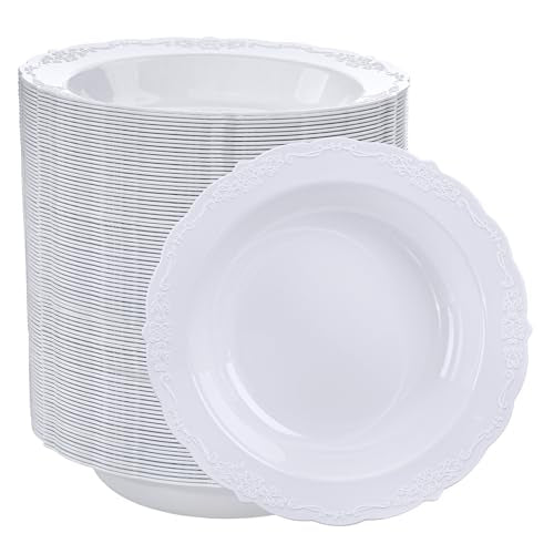 100 Pack Disposable 12oz Plastic Soup Bowls