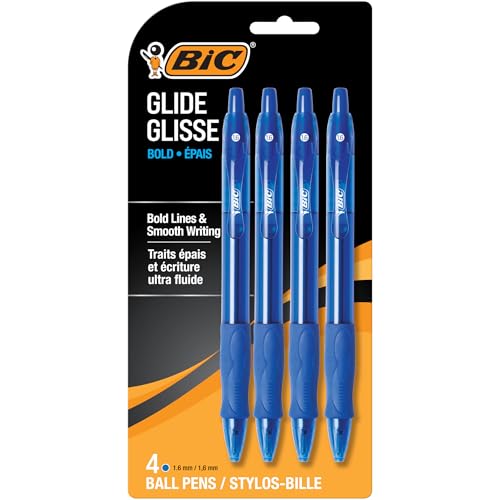 4 Pack BIC Glide Bold Retractable Ballpoint Pens